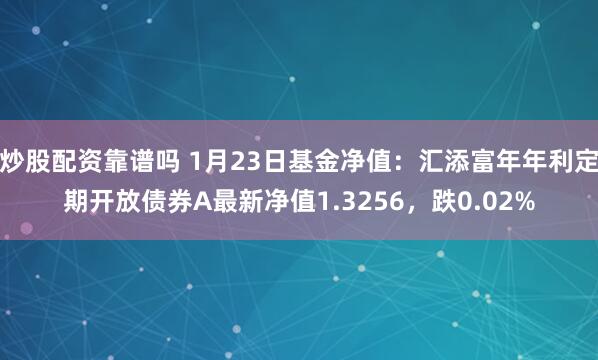 炒股配资靠谱吗 1月23日基金净值：汇添富年年利定期开放债券A最新净值1.3256，跌0.02%